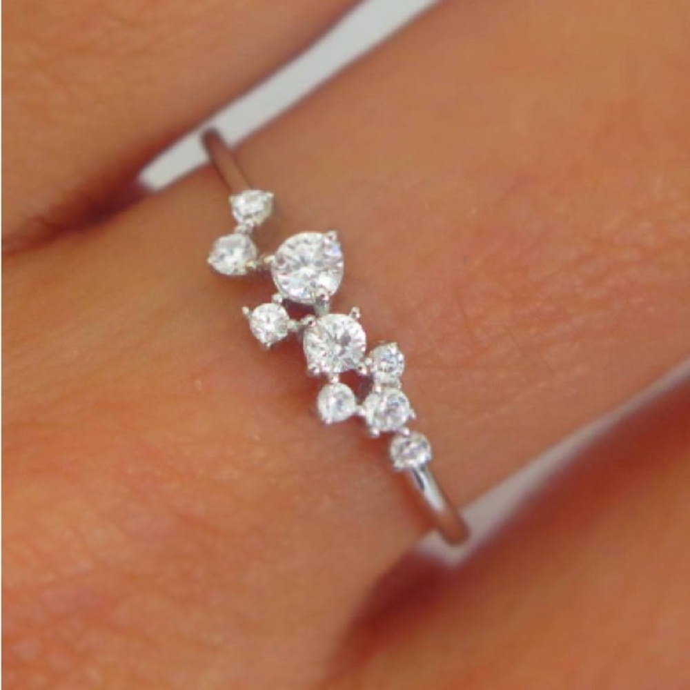 Sterling Silver Cluster Ring Size 7